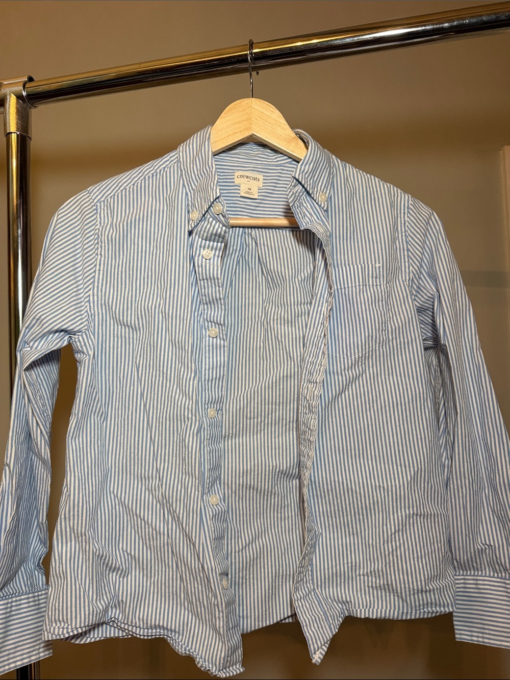 Crew cuts Light Blue & White Striped Button-Down Shirt